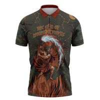 Mount Olympus Zipper Polo Shirt Greek Prometheus Torch Flame Lightning Mountain Constellations
