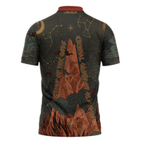 Mount Olympus Zipper Polo Shirt Greek Prometheus Torch Flame Lightning Mountain Constellations