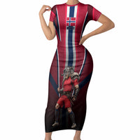 Personalized Norway Viking Short Sleeve Bodycon Dress Nordic Flag Sports Style
