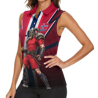 Personalized Norway Viking Women Sleeveless Polo Shirt Nordic Flag Sports Style
