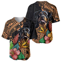 Polynesian Rottweiler Baseball Jersey Polynesian Pattern And Rottweiler - Wonder Print Shop