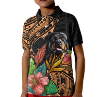 Polynesian Rottweiler Kid Polo Shirt Polynesian Pattern And Rottweiler - Wonder Print Shop