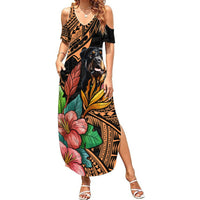 Polynesian Rottweiler Summer Maxi Dress Polynesian Pattern And Rottweiler - Wonder Print Shop
