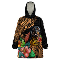 Polynesian Rottweiler Wearable Blanket Hoodie Polynesian Pattern And Rottweiler - Wonder Print Shop