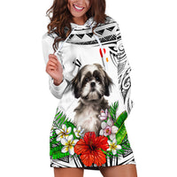 Polynesian Shih Tzu Hoodie Dress Polynesian Pattern And Shih Tzu - Wonder Print Shop