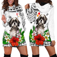 Polynesian Shih Tzu Hoodie Dress Polynesian Pattern And Shih Tzu - Wonder Print Shop