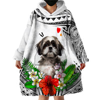 Polynesian Shih Tzu Wearable Blanket Hoodie Polynesian Pattern And Shih Tzu - Wonder Print Shop