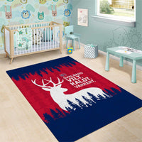Norway Svalbard Area Rug with Reindeer Silhouette Forest and Norwegian Flag - Wonder Print Shop