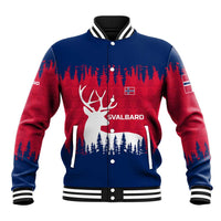 Norway Svalbard Baseball Jacket with Reindeer Silhouette Forest and Norwegian Flag - Wonder Print Shop