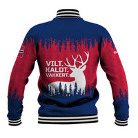 Norway Svalbard Baseball Jacket with Reindeer Silhouette Forest and Norwegian Flag - Wonder Print Shop