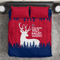 Norway Svalbard Bedding Set with Reindeer Silhouette Forest and Norwegian Flag - Wonder Print Shop