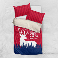 Norway Svalbard Bedding Set with Reindeer Silhouette Forest and Norwegian Flag - Wonder Print Shop