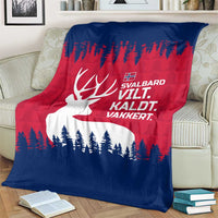 Norway Svalbard Blanket with Reindeer Silhouette Forest and Norwegian Flag - Wonder Print Shop