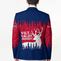 Norway Svalbard Blazer with Reindeer Silhouette Forest and Norwegian Flag - Wonder Print Shop