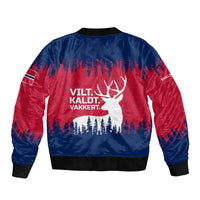 Norway Svalbard Bomber Jacket with Reindeer Silhouette Forest and Norwegian Flag - Wonder Print Shop