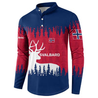 Norway Svalbard Button Sweatshirt with Reindeer Silhouette Forest and Norwegian Flag - Wonder Print Shop