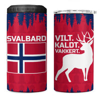 Norway Svalbard 4 in 1 Can Cooler Tumbler with Reindeer Silhouette Forest and Norwegian Flag - Wonder Print Shop
