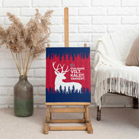 Norway Svalbard Canvas Wall Art with Reindeer Silhouette Forest and Norwegian Flag - Wonder Print Shop