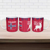 Norway Svalbard Ceramic Mug with Reindeer Silhouette Forest and Norwegian Flag - Wonder Print Shop