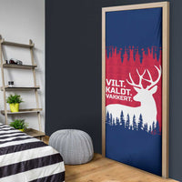 Norway Svalbard Door Cover with Reindeer Silhouette Forest and Norwegian Flag - Wonder Print Shop