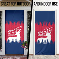 Norway Svalbard Door Cover with Reindeer Silhouette Forest and Norwegian Flag - Wonder Print Shop