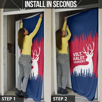Norway Svalbard Door Cover with Reindeer Silhouette Forest and Norwegian Flag - Wonder Print Shop