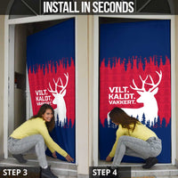 Norway Svalbard Door Cover with Reindeer Silhouette Forest and Norwegian Flag - Wonder Print Shop