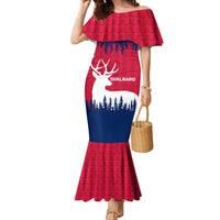 Norway Svalbard Family Matching Mermaid Dress and Hawaiian Shirt with Reindeer Silhouette Forest and Norwegian Flag - Wonder Print Shop