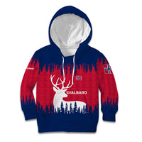 Norway Svalbard Kid Hoodie with Reindeer Silhouette Forest and Norwegian Flag - Wonder Print Shop