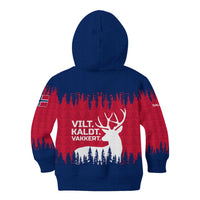 Norway Svalbard Kid Hoodie with Reindeer Silhouette Forest and Norwegian Flag - Wonder Print Shop
