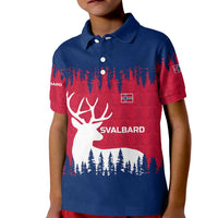 Norway Svalbard Kid Polo Shirt with Reindeer Silhouette Forest and Norwegian Flag - Wonder Print Shop