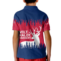 Norway Svalbard Kid Polo Shirt with Reindeer Silhouette Forest and Norwegian Flag - Wonder Print Shop