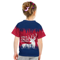Norway Svalbard Kid T Shirt with Reindeer Silhouette Forest and Norwegian Flag - Wonder Print Shop