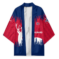 Norway Svalbard Kimono with Reindeer Silhouette Forest and Norwegian Flag - Wonder Print Shop