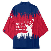 Norway Svalbard Kimono with Reindeer Silhouette Forest and Norwegian Flag - Wonder Print Shop