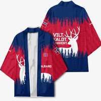Norway Svalbard Kimono with Reindeer Silhouette Forest and Norwegian Flag - Wonder Print Shop