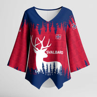 Norway Svalbard Kimono Sleeve Blouse with Reindeer Silhouette Forest and Norwegian Flag - Wonder Print Shop