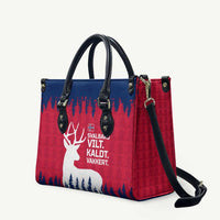 Norway Svalbard Leather Bag with Reindeer Silhouette Forest and Norwegian Flag - Wonder Print Shop