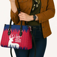 Norway Svalbard Leather Bag with Reindeer Silhouette Forest and Norwegian Flag - Wonder Print Shop