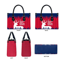 Norway Svalbard Leather Bag with Reindeer Silhouette Forest and Norwegian Flag - Wonder Print Shop
