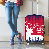 Norway Svalbard Luggage Cover with Reindeer Silhouette Forest and Norwegian Flag - Wonder Print Shop