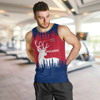 Norway Svalbard Men Tank Top with Reindeer Silhouette Forest and Norwegian Flag - Wonder Print Shop