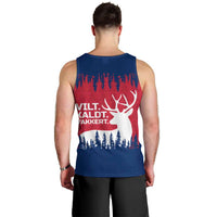 Norway Svalbard Men Tank Top with Reindeer Silhouette Forest and Norwegian Flag - Wonder Print Shop