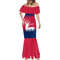 Norway Svalbard Mermaid Dress with Reindeer Silhouette Forest and Norwegian Flag - Wonder Print Shop