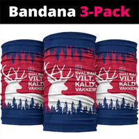 Norway Svalbard Neck Gaiter with Reindeer Silhouette Forest and Norwegian Flag - Wonder Print Shop