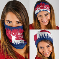 Norway Svalbard Neck Gaiter with Reindeer Silhouette Forest and Norwegian Flag - Wonder Print Shop