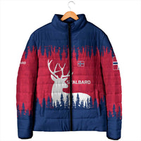 Norway Svalbard Padded Jacket with Reindeer Silhouette Forest and Norwegian Flag - Wonder Print Shop