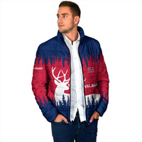 Norway Svalbard Padded Jacket with Reindeer Silhouette Forest and Norwegian Flag - Wonder Print Shop