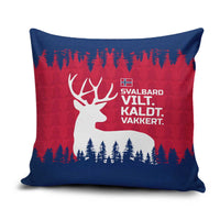 Norway Svalbard Pillow Cover with Reindeer Silhouette Forest and Norwegian Flag - Wonder Print Shop