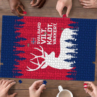 Norway Svalbard Puzzle with Reindeer Silhouette Forest and Norwegian Flag - Wonder Print Shop